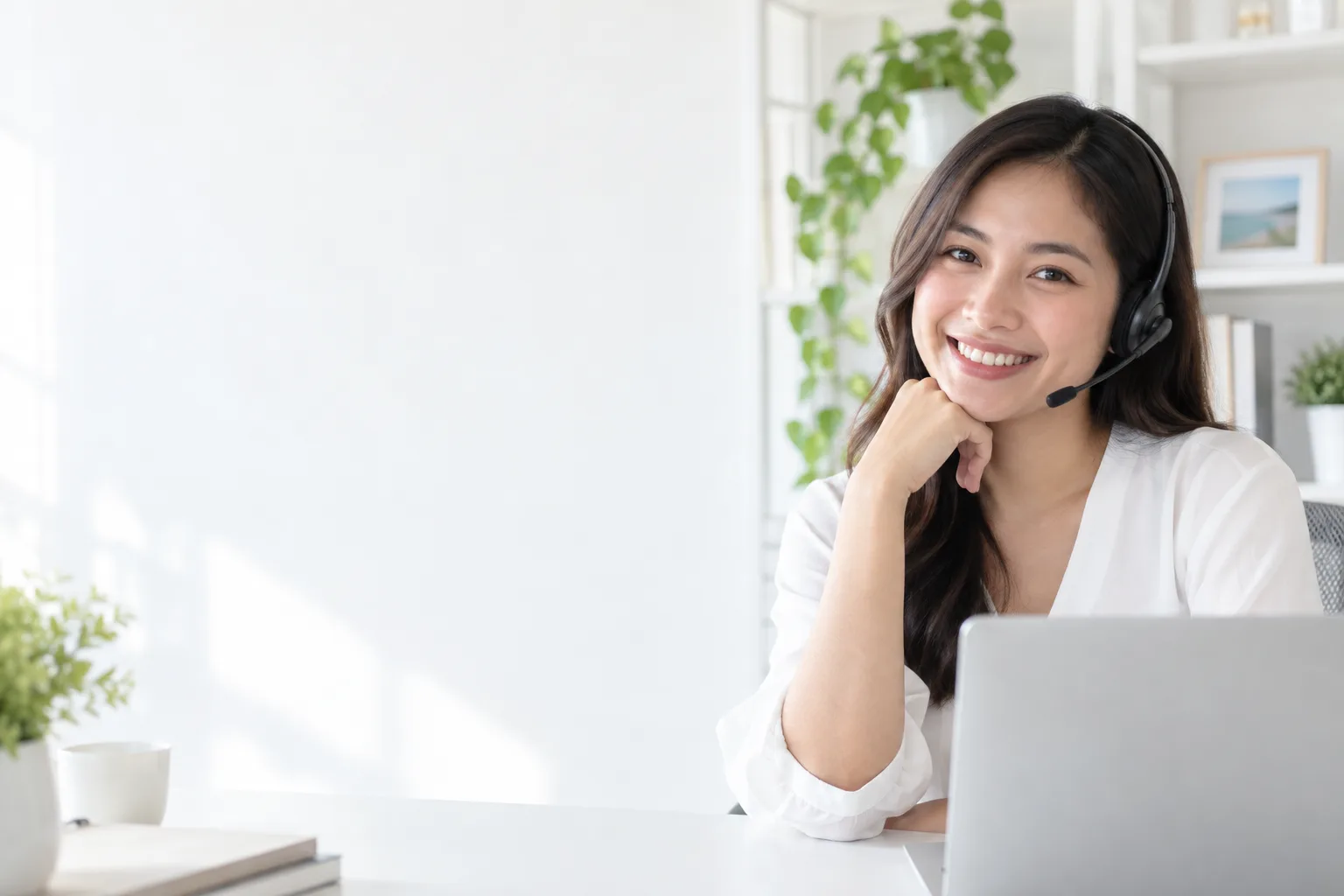 ヘッドセットで会話する講師のイメージ